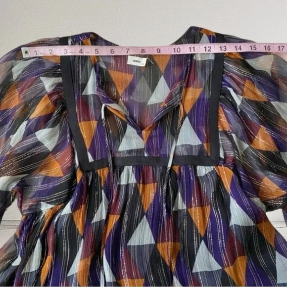 WARM Silk Multicolor Metallic thread Knee length Dress Size S - Picture 5 of 8